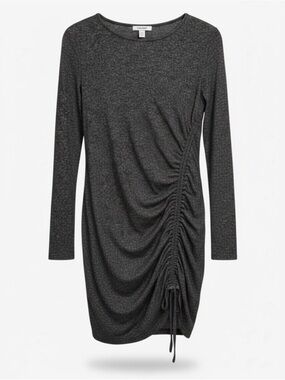 NWT Nine West Heather Black Ruched Long Sleeve Dress L